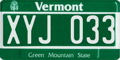 VT license plate XYJ033