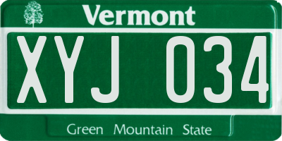 VT license plate XYJ034