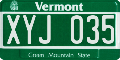 VT license plate XYJ035