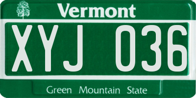 VT license plate XYJ036