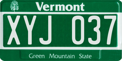 VT license plate XYJ037