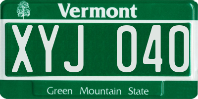 VT license plate XYJ040