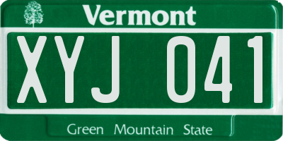 VT license plate XYJ041