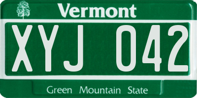 VT license plate XYJ042