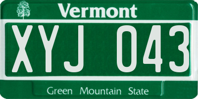 VT license plate XYJ043