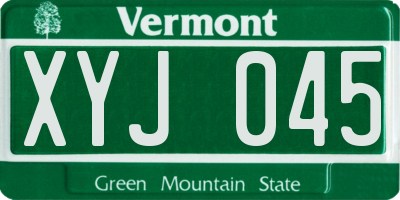VT license plate XYJ045