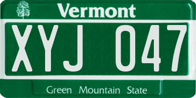 VT license plate XYJ047