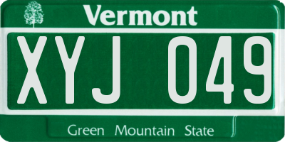 VT license plate XYJ049