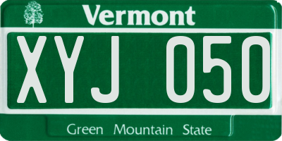 VT license plate XYJ050