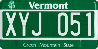 VT license plate XYJ051