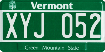 VT license plate XYJ052