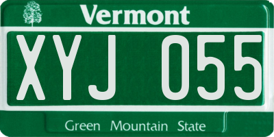 VT license plate XYJ055