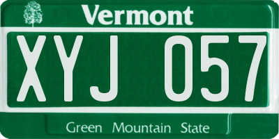 VT license plate XYJ057