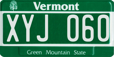 VT license plate XYJ060