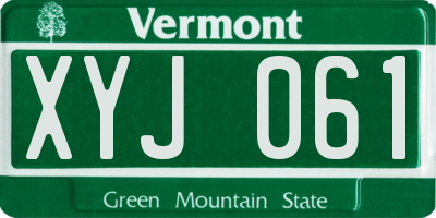 VT license plate XYJ061