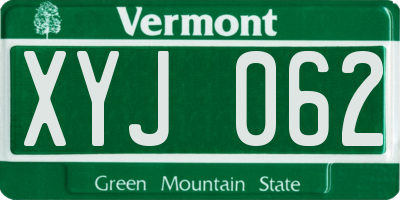 VT license plate XYJ062
