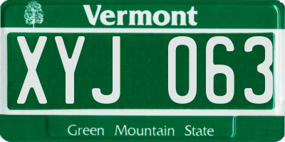 VT license plate XYJ063