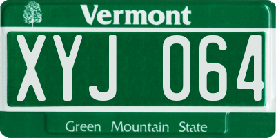 VT license plate XYJ064