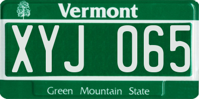 VT license plate XYJ065