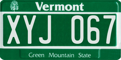 VT license plate XYJ067