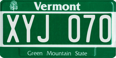 VT license plate XYJ070