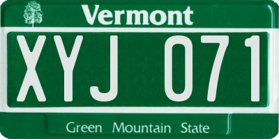 VT license plate XYJ071