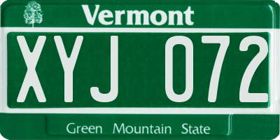 VT license plate XYJ072