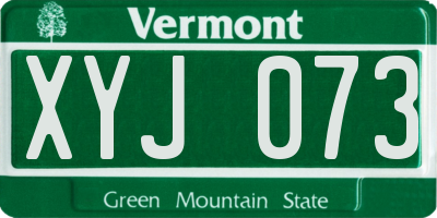 VT license plate XYJ073