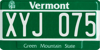 VT license plate XYJ075