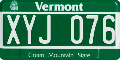 VT license plate XYJ076
