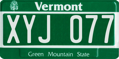 VT license plate XYJ077