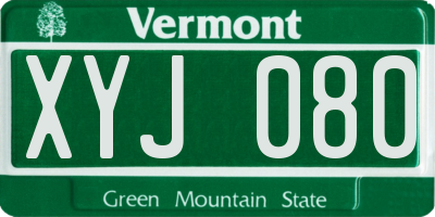 VT license plate XYJ080