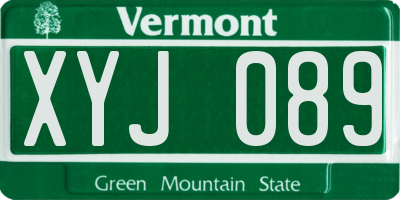 VT license plate XYJ089