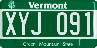 VT license plate XYJ091