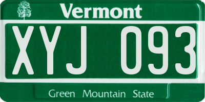 VT license plate XYJ093