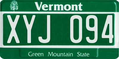 VT license plate XYJ094