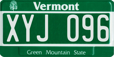 VT license plate XYJ096