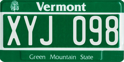 VT license plate XYJ098