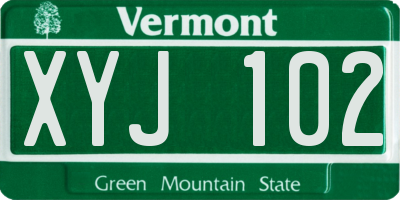 VT license plate XYJ102