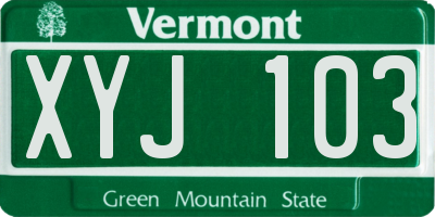 VT license plate XYJ103