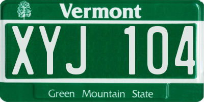 VT license plate XYJ104