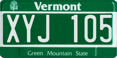 VT license plate XYJ105
