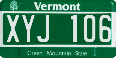 VT license plate XYJ106