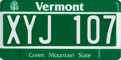 VT license plate XYJ107
