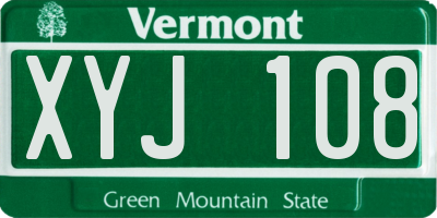VT license plate XYJ108