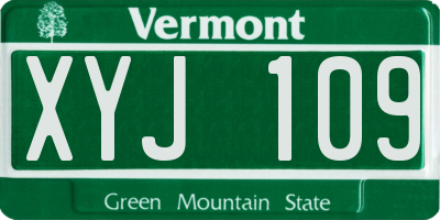VT license plate XYJ109