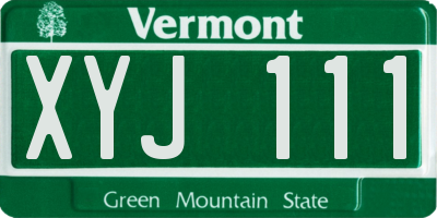 VT license plate XYJ111