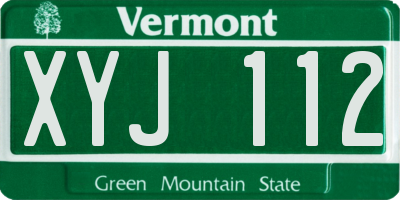 VT license plate XYJ112