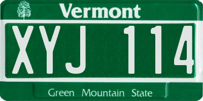 VT license plate XYJ114