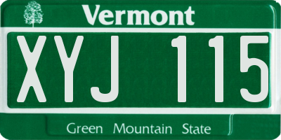VT license plate XYJ115